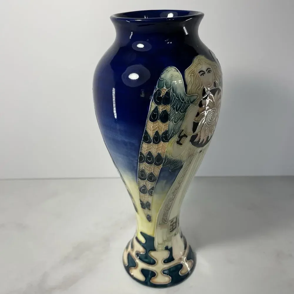 Old Tupton Ware Tube Lined Hand Painted Ceramic Vase ANGEL SUN 10.5” Tall